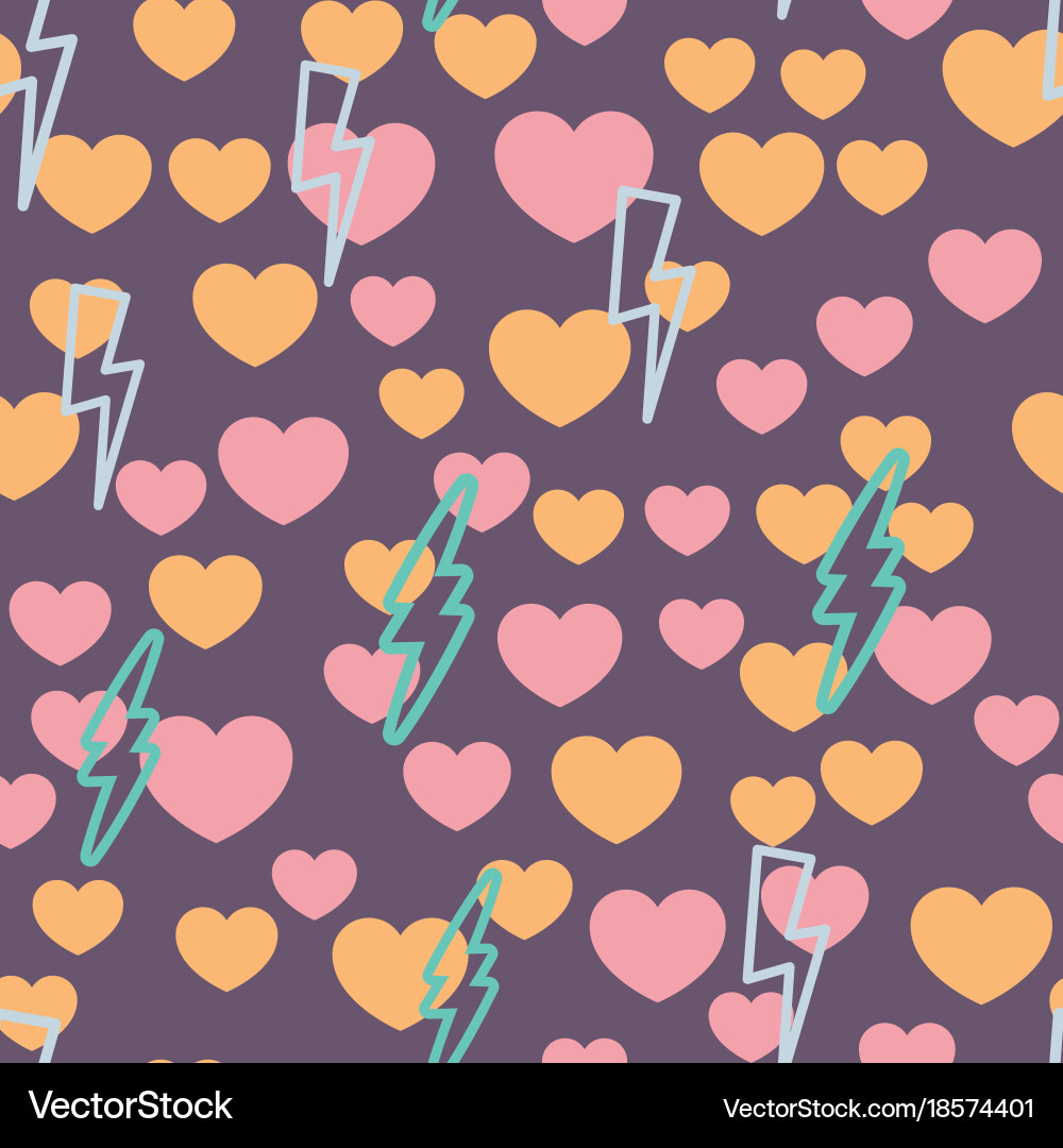Romantic pattern with hearts and lightning Vector Image