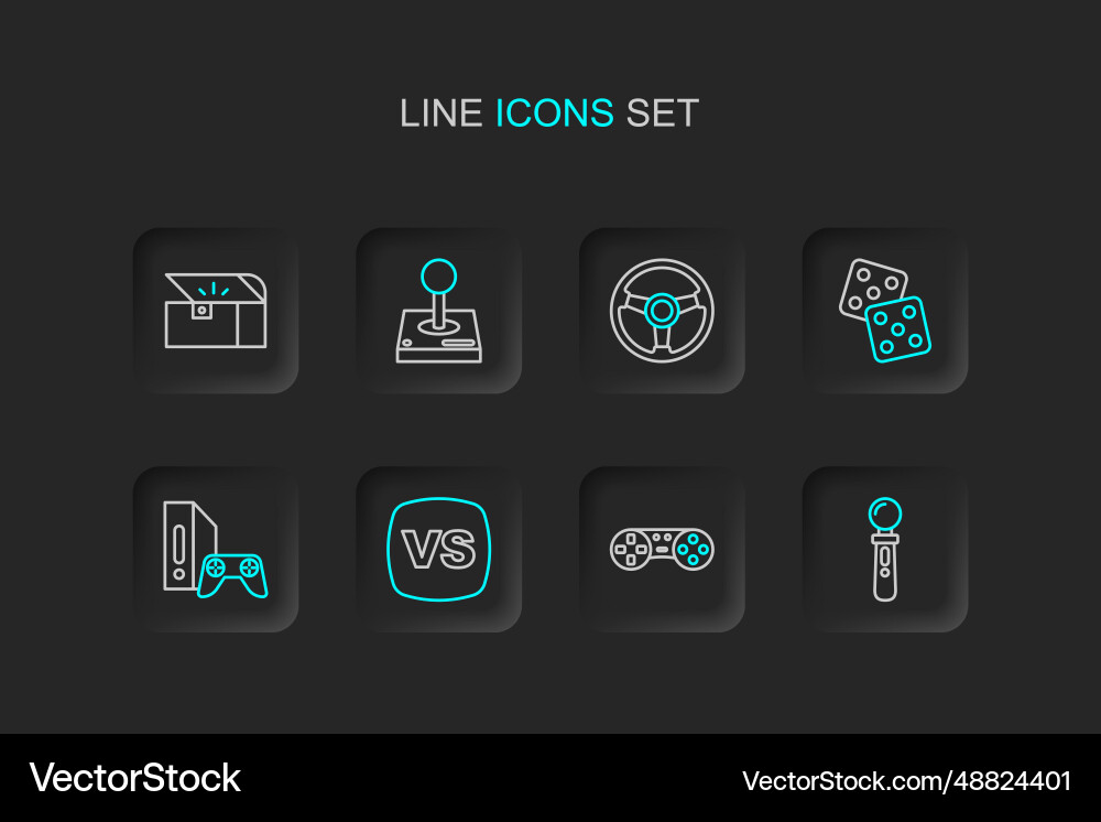 Set line vr controller game or joystick vs Vector Image