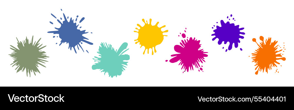 Set of different color paint splash blots isolated Set of different color paint splash blots isolated vector image