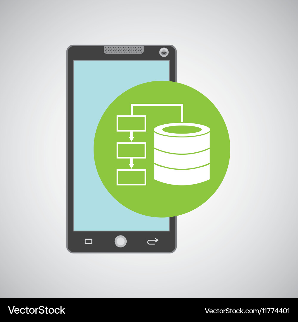 Smartphone app development data base vector image