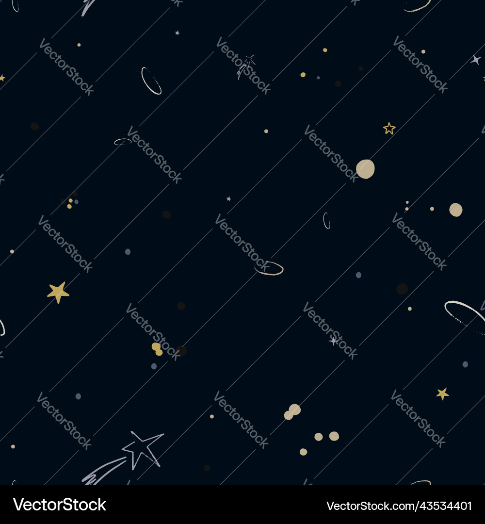 Space seamless pattern with planets comets Space seamless pattern with planets comets vector image
