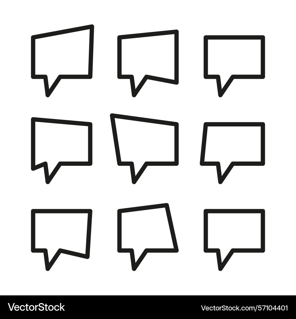Speech bubble icons talking text shapes outline Vector Image