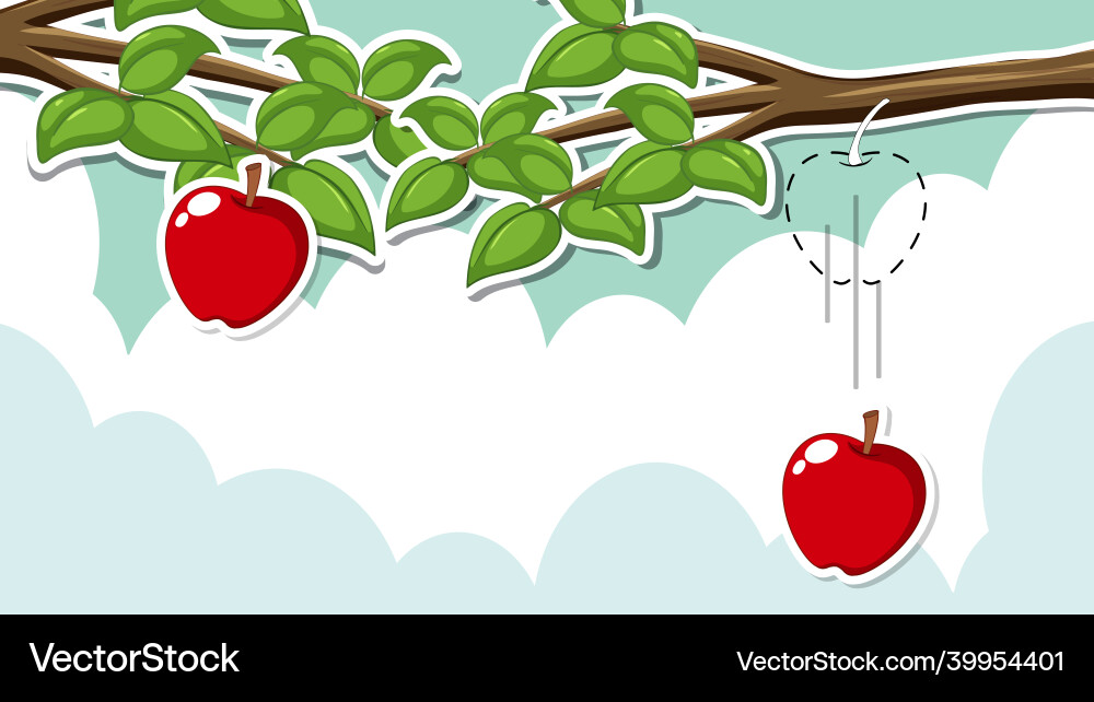 Thumbnail design with falling apple for gravity Thumbnail design with falling apple for gravity vector image