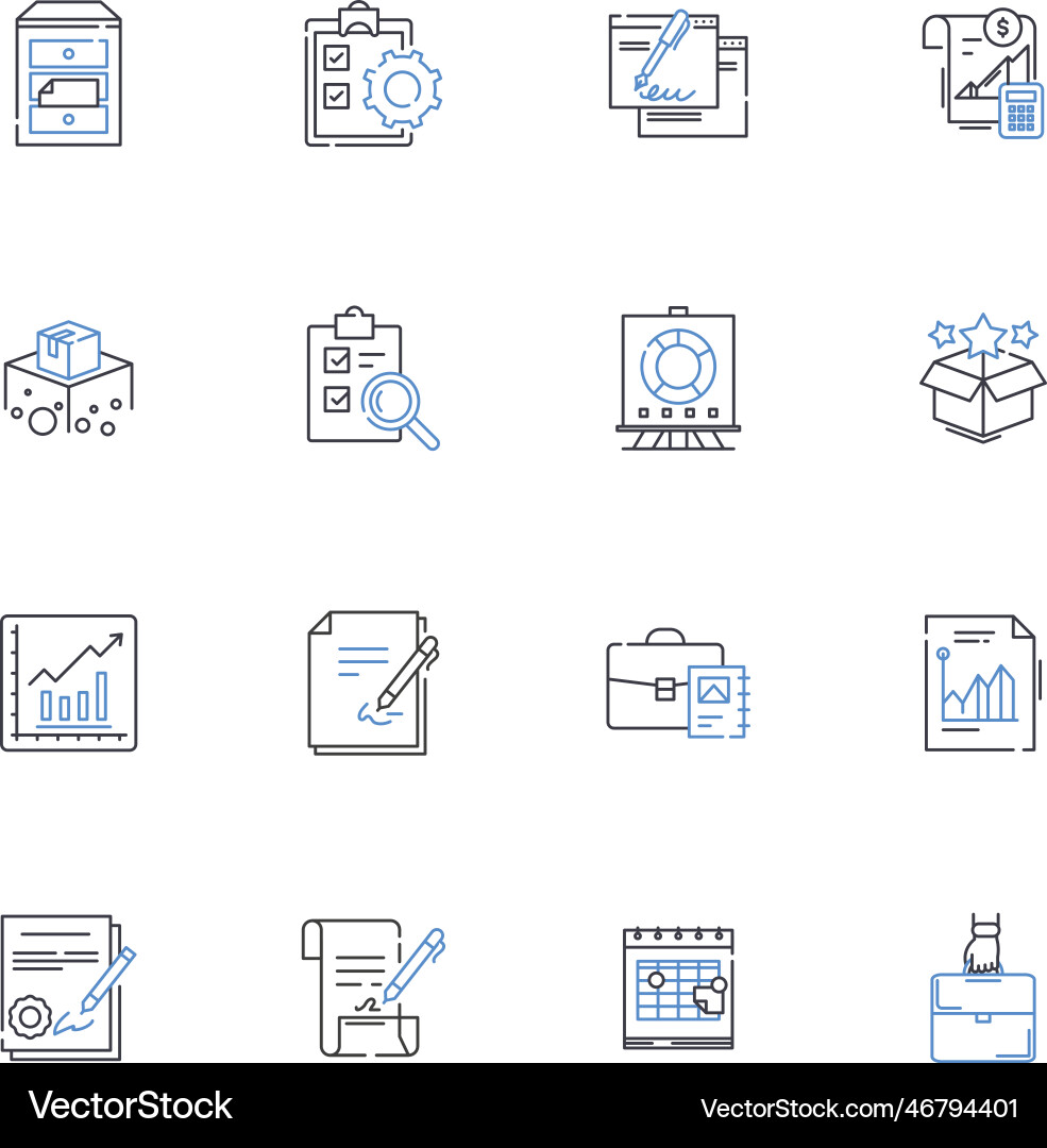 Wallets and documents line icons collection Vector Image
