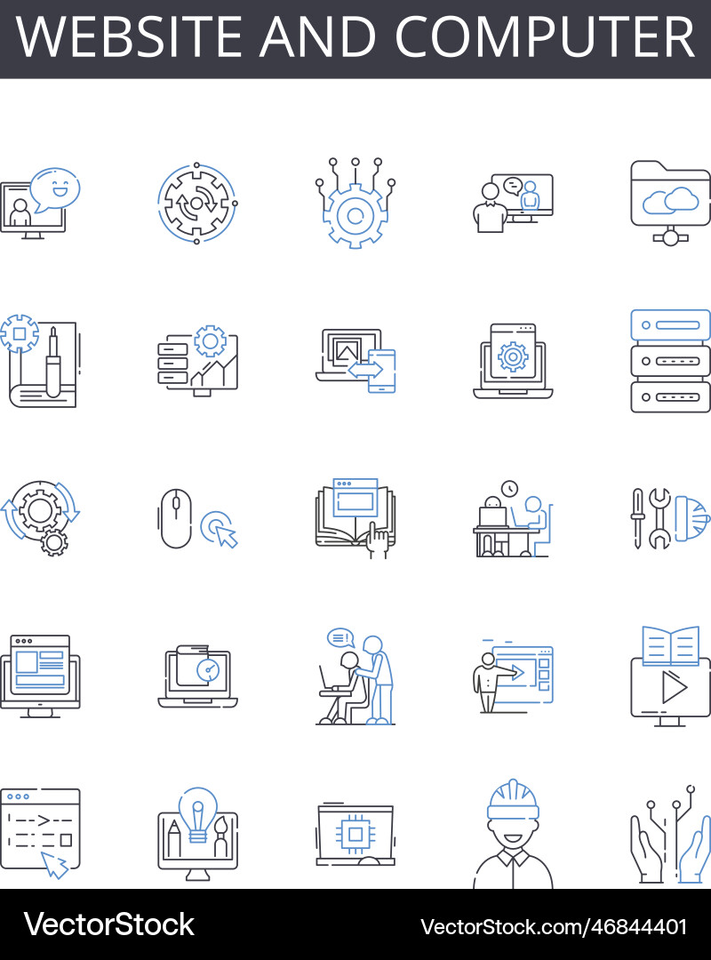 Website and computer line icons collection Vector Image