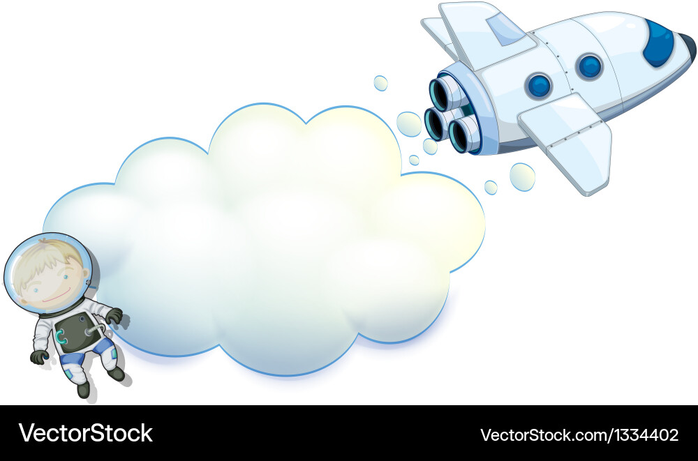 An empty space with a robot and spaceship Vector Image