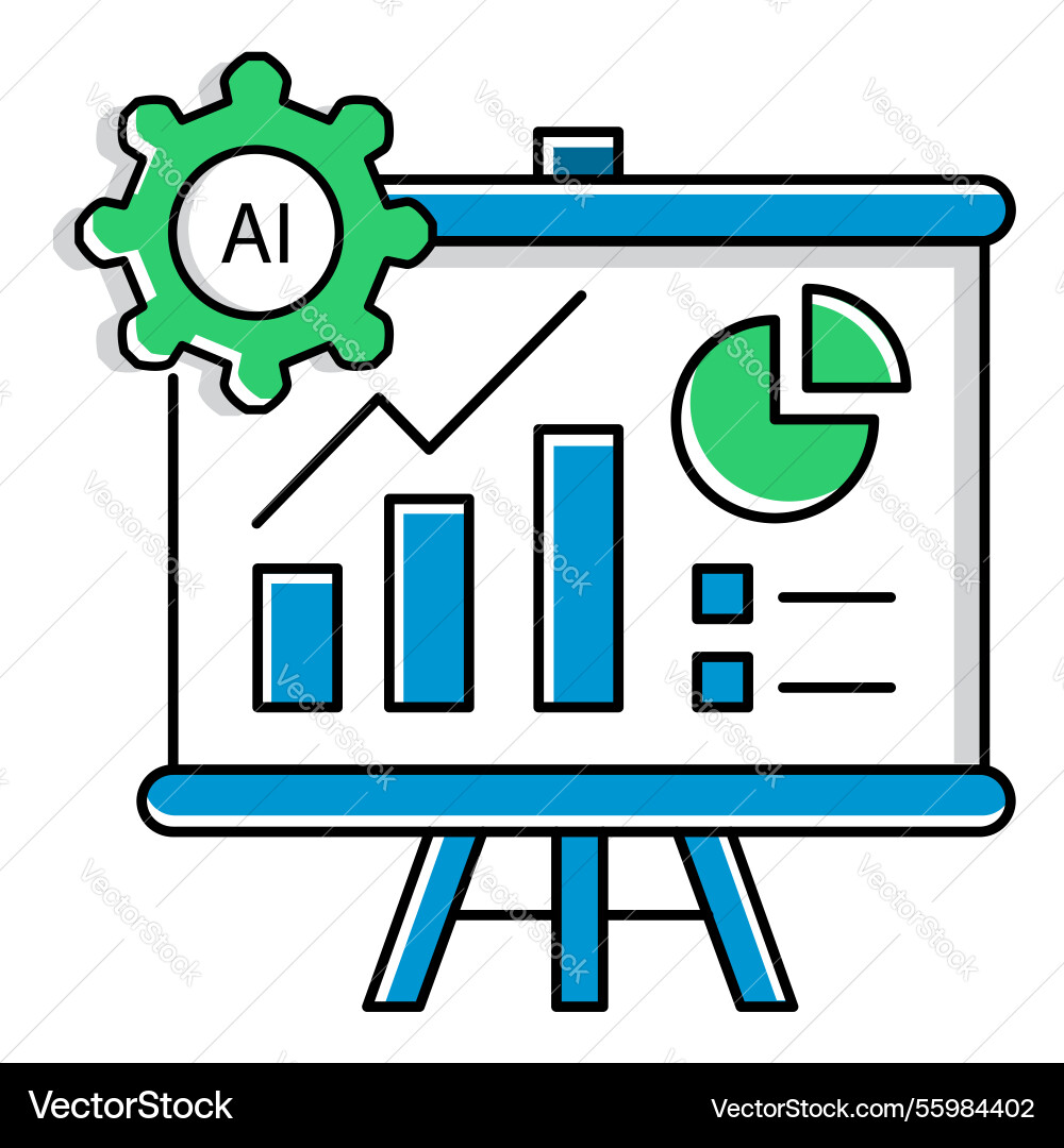 Bar and line ai automation chart icon design vector image