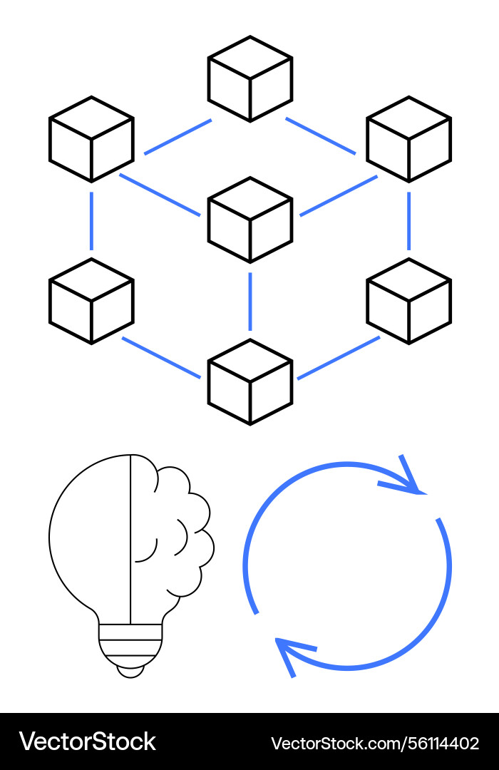 Blockchain network structure with innovation Blockchain network structure with innovation Vector Image