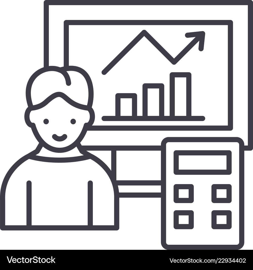 Data analysis system line icon concept Data analysis system line icon concept vector image