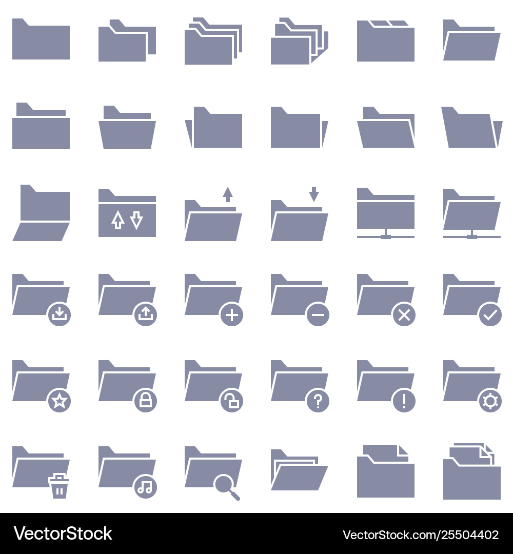File and folder icon set solid style Vector Image
