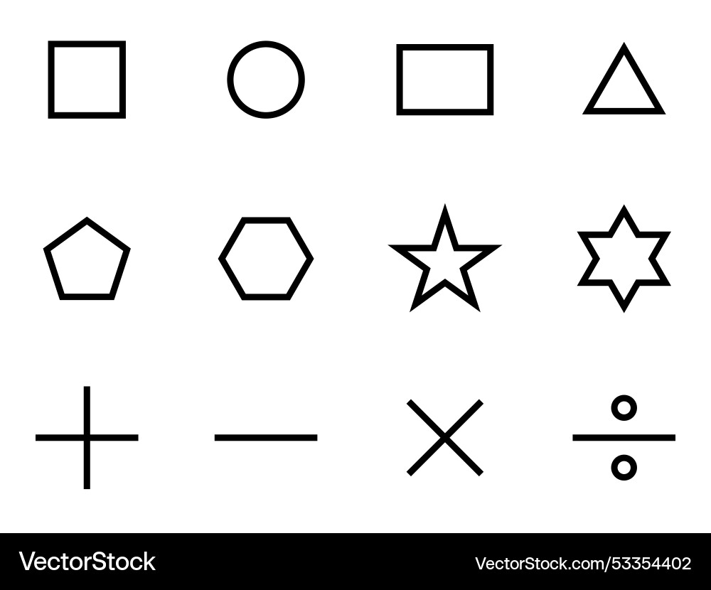 Geometric and arithmetic symbol set - simple Geometric and arithmetic symbol set - simple vector image