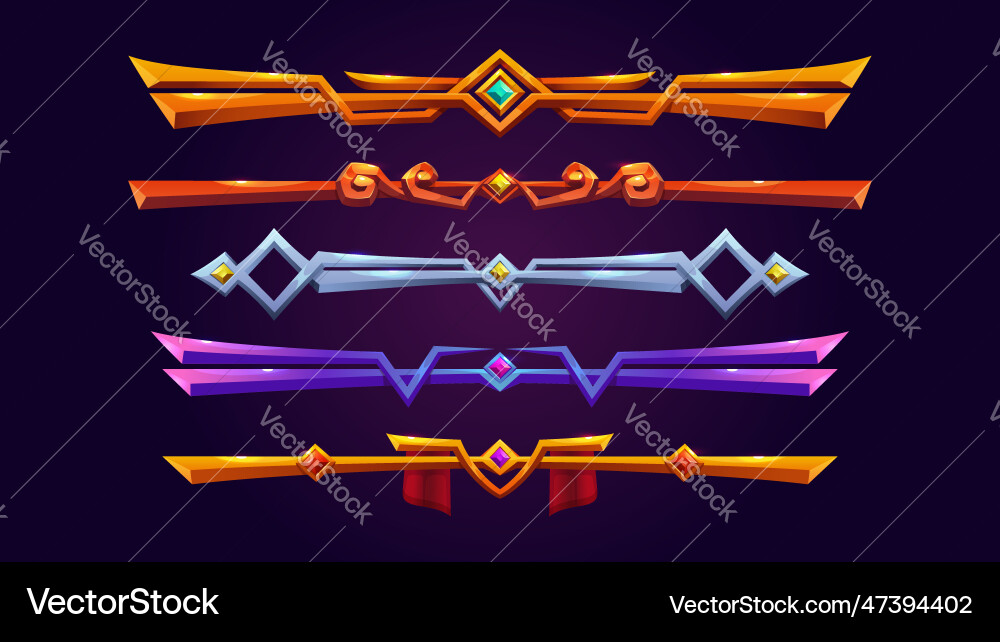 Golden fantasy game border ui button frame design Vector Image