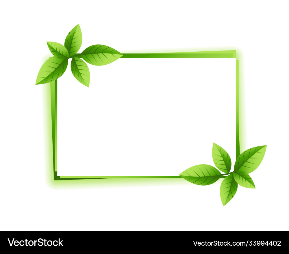 Green leaves frame with text space design – Royalty-Free Vector |  VectorStock, image size:1000x880