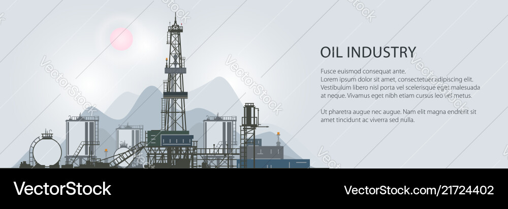 Oil drilling rig banner Royalty Free Vector Image