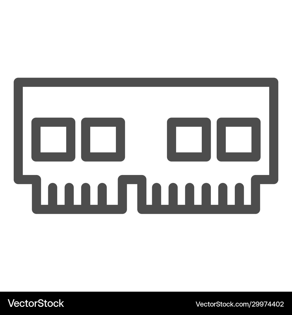 Ram line icon computer hardware memory chip rank Ram line icon computer hardware memory chip rank vector image