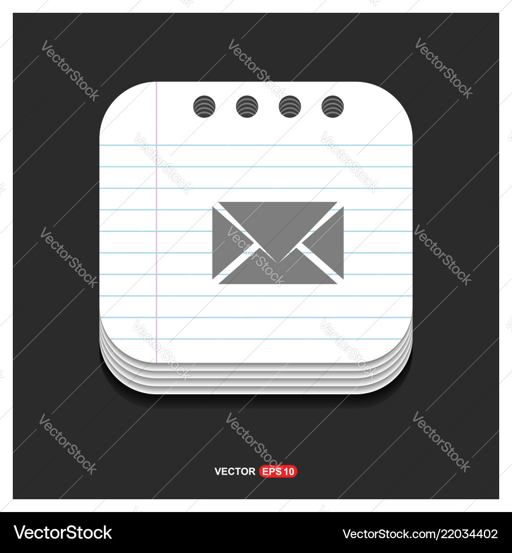 Send mail icon gray on notepad style Send mail icon gray on notepad style vector image