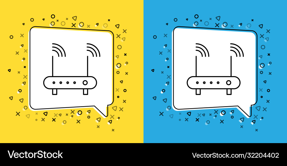 Set line router and wi-fi signal symbol icon Set line router and wi-fi signal symbol icon vector image