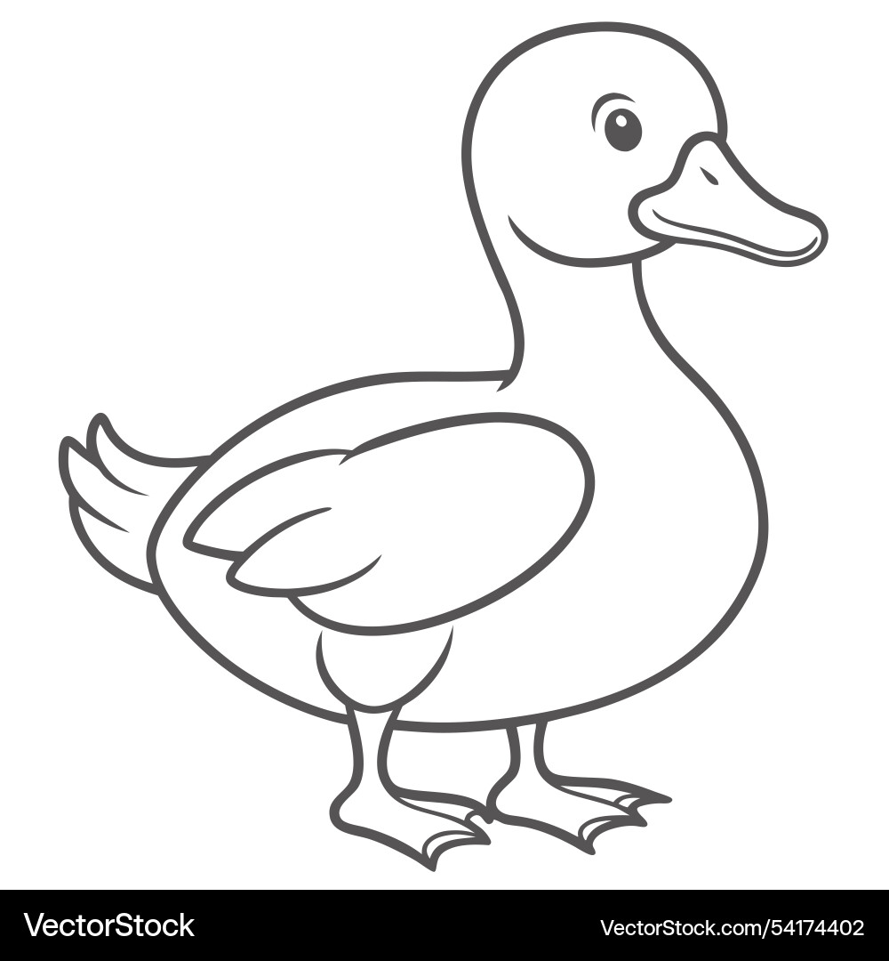 Simple cute duck outline Royalty Free Vector Image