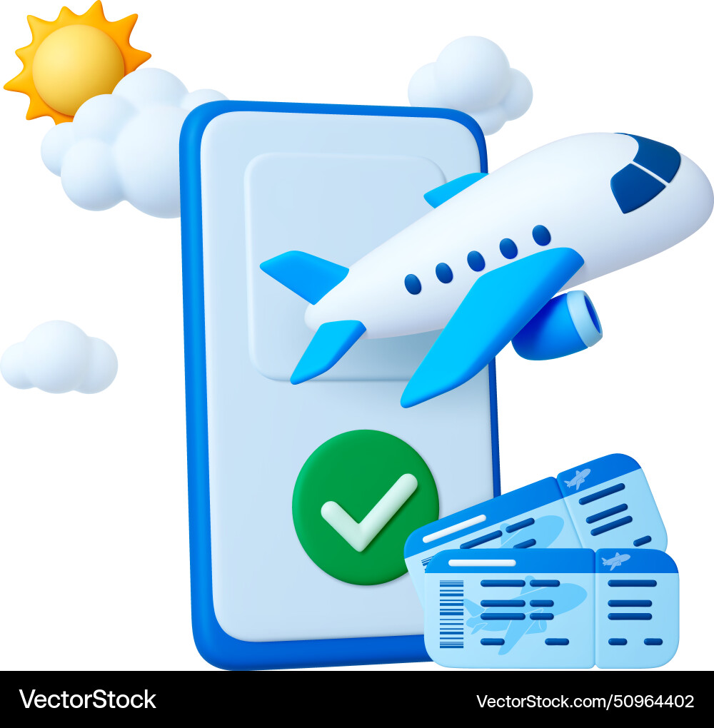 Smartphone Flight Ticket Concept Vector Image