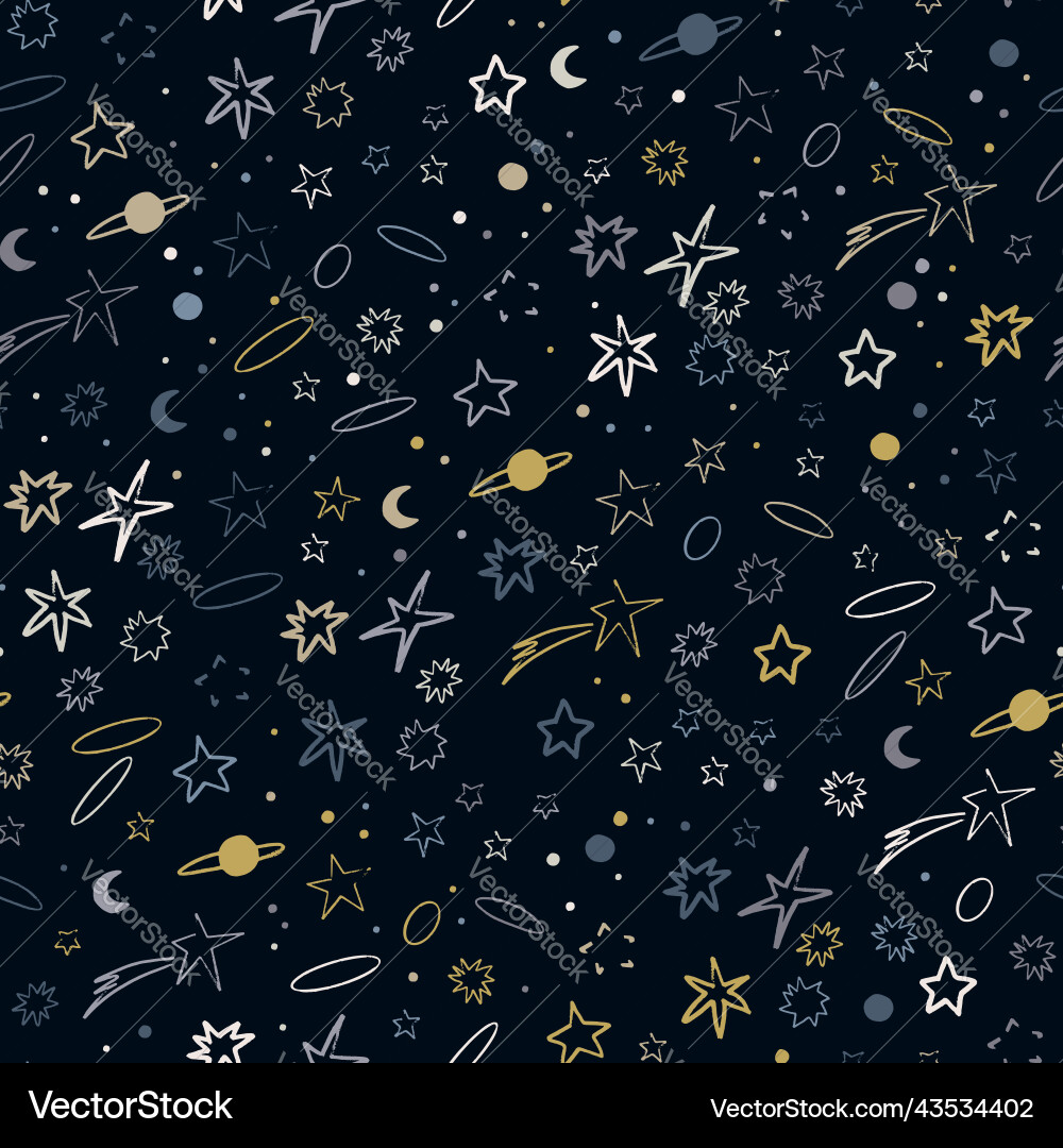 Space seamless pattern with planets comets Space seamless pattern with planets comets vector image