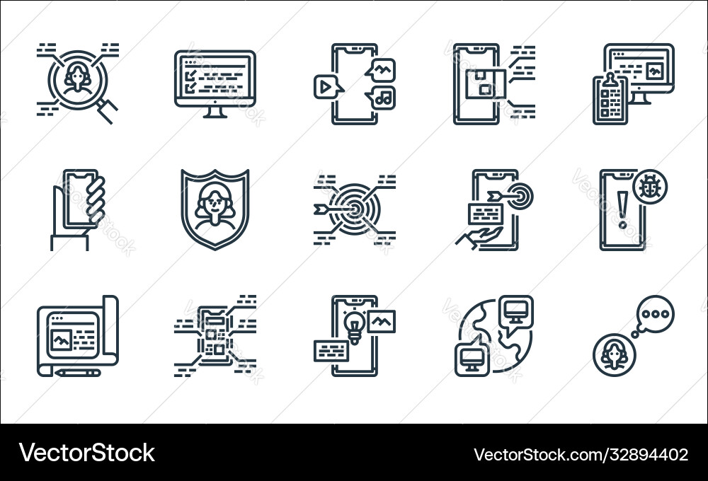 User experience line icons linear set quality User experience line icons linear set quality vector image