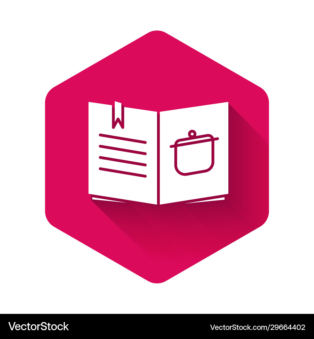 White cookbook icon isolated with long shadow White cookbook icon isolated with long shadow vector image