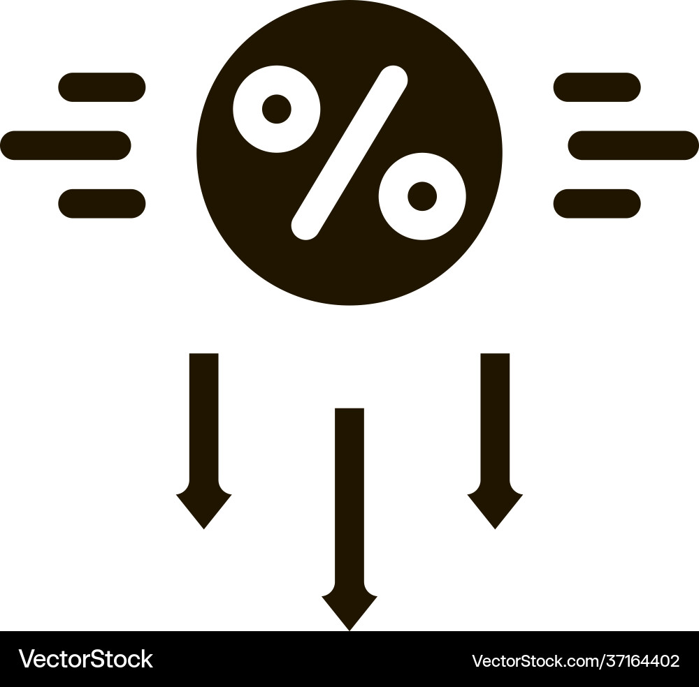 Zinsen fallen nach unten Icon Glyph Zinsen fallen nach unten Icon Glyph vektorbild