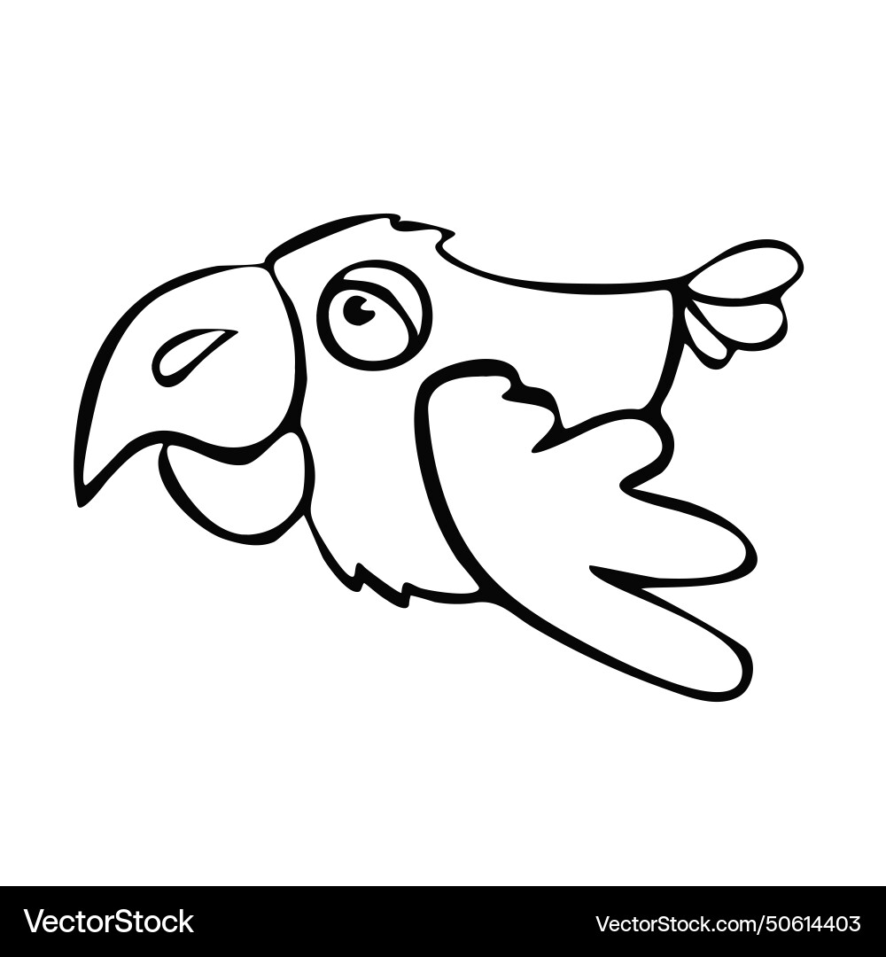 Bird crow outline hand drawn vector image