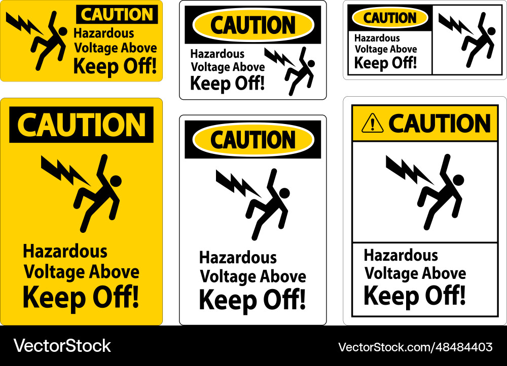 Caution sign - hazardous voltage above keep off Vector Image