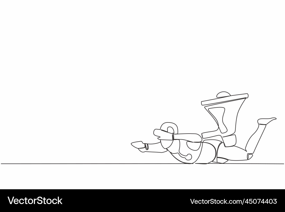 Continuous one line drawing stressed robot under Vector Image