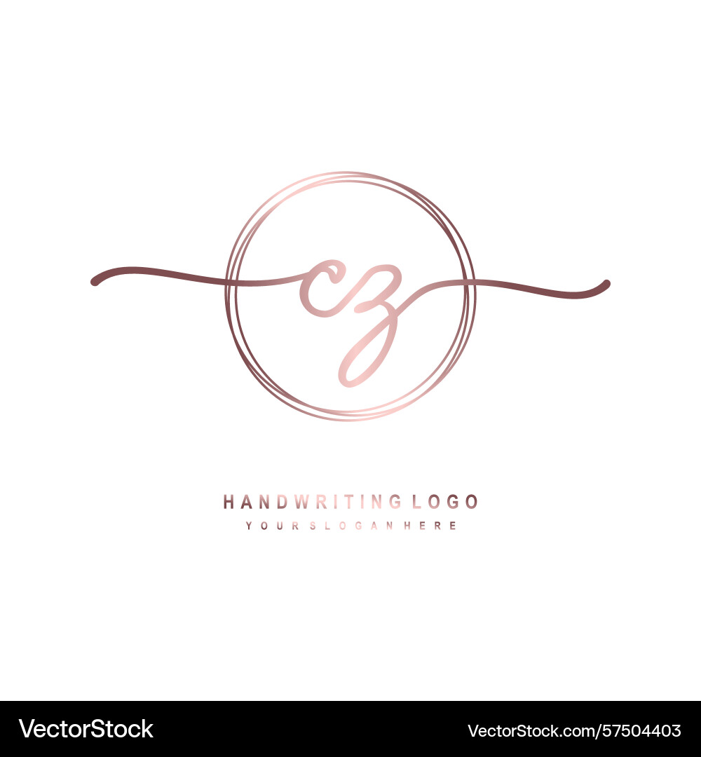 Cz initial handwriting logo with circular wave Vector Image
