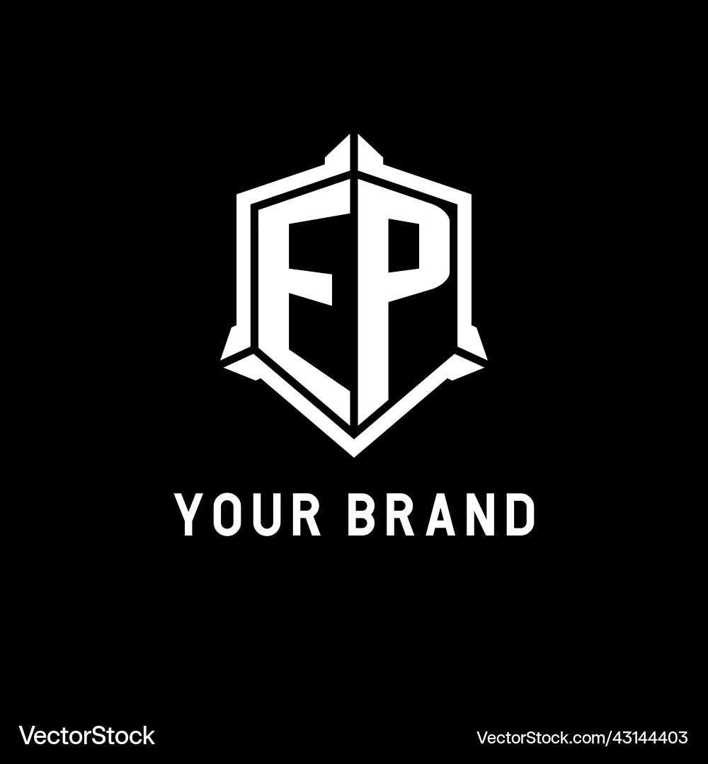 Ep logo initial with shield shape design style Vector Image