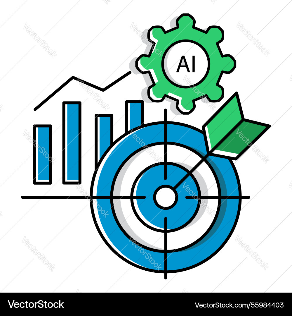Goal-oriented ai automation target icon design vector image