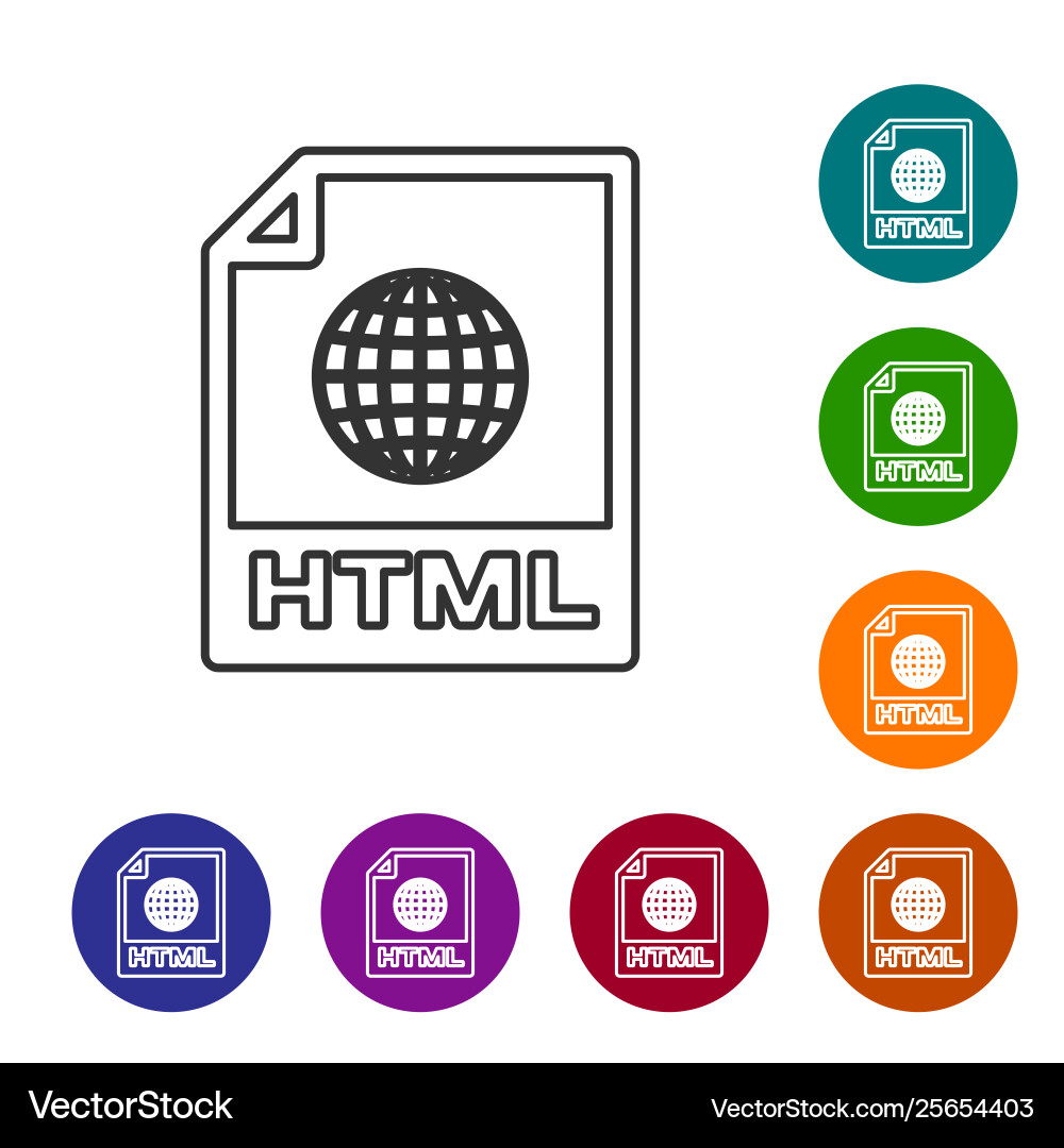 Grey html file document icon download button Grey html file document icon download button Vector Image