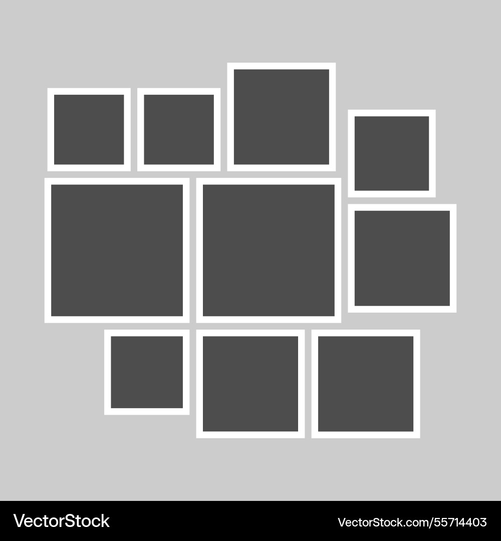 Grid template with empty photo frames designed Grid template with empty photo frames designed Vector Image