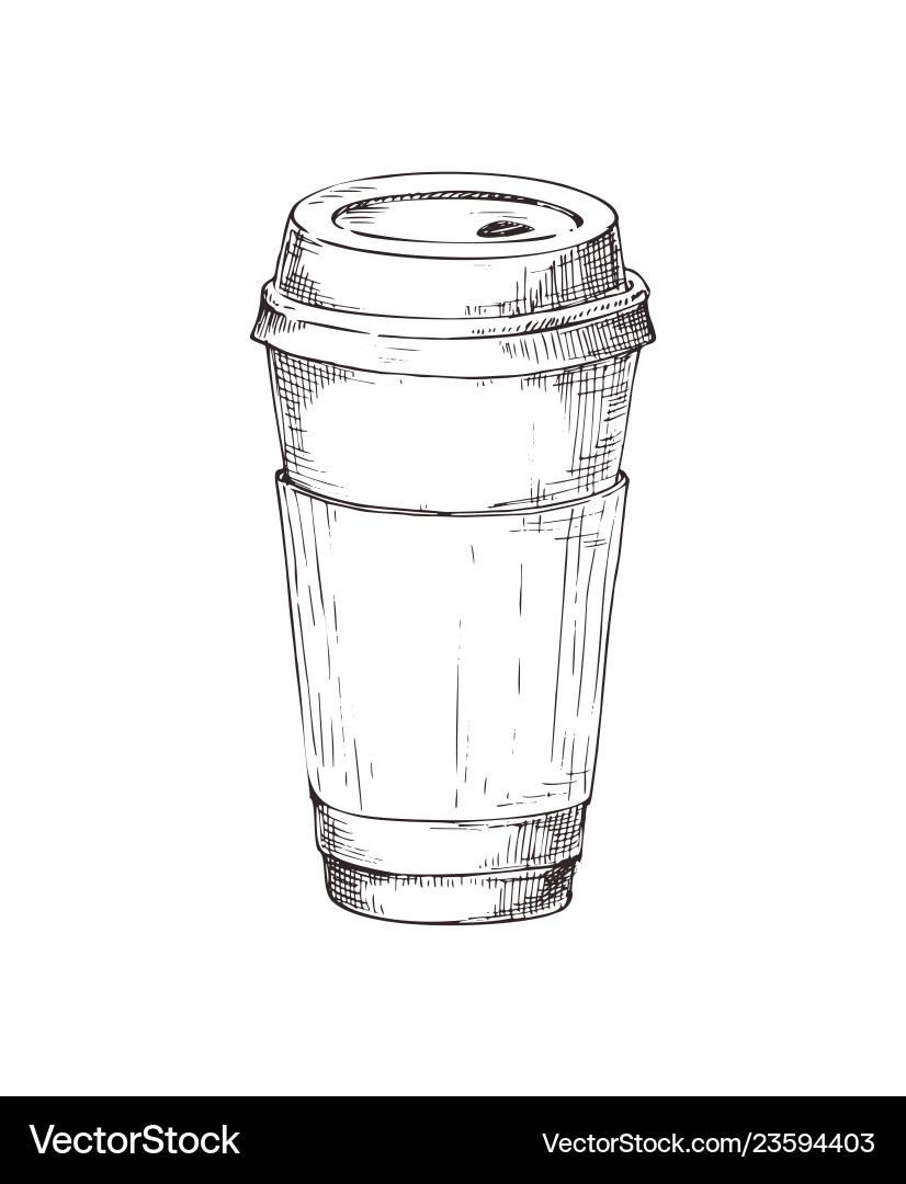 Hand gezeichnete Kaffee Papier Tasse Monochrom Ikone Hand gezeichnete Kaffee Papier Tasse Monochrom Ikone vektorbild