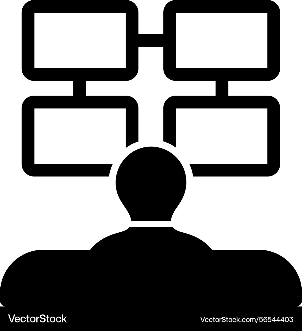 Icon depicting user interaction with multi-screen Icon depicting user interaction with multi-screen vector image