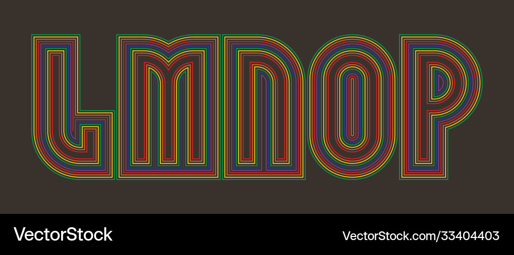 L m n o p multicolored lines letters isolated L m n o p multicolored lines letters isolated vector image
