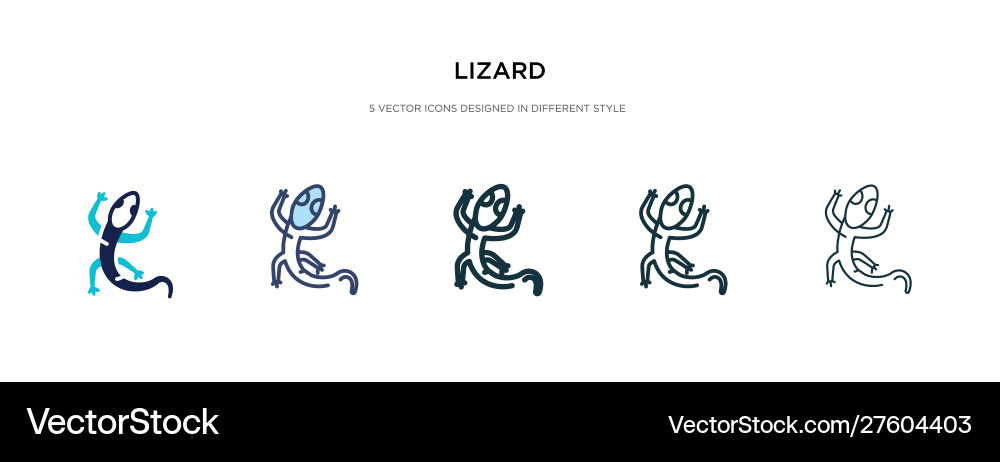 Lizard icon in different style two colored Lizard icon in different style two colored vector image