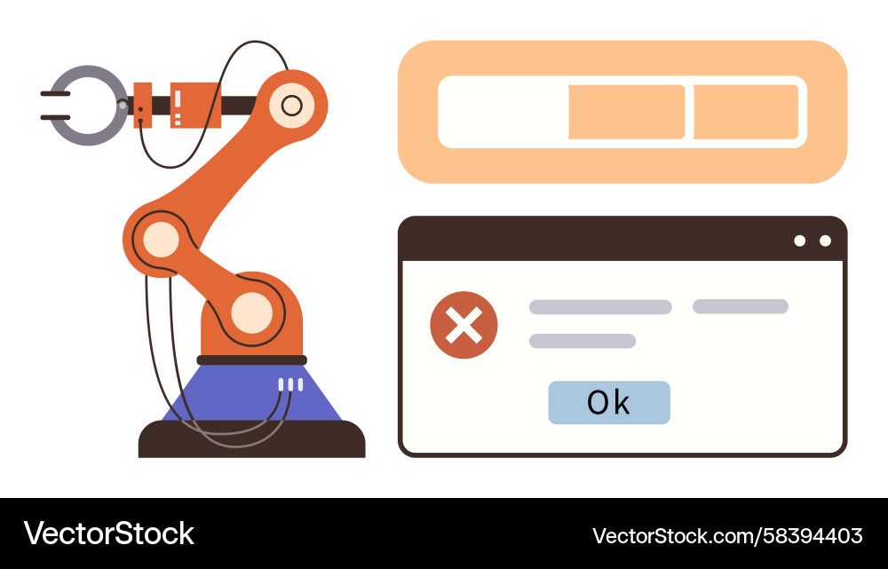Robotic Arm with Error & Progress Vector Image