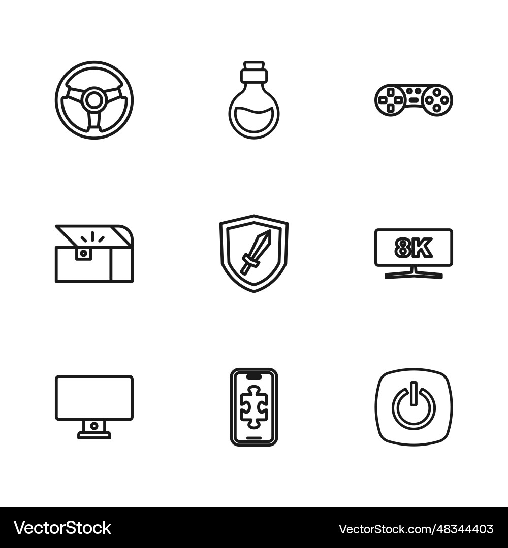 Set line mobile gaming computer monitor power vector image
