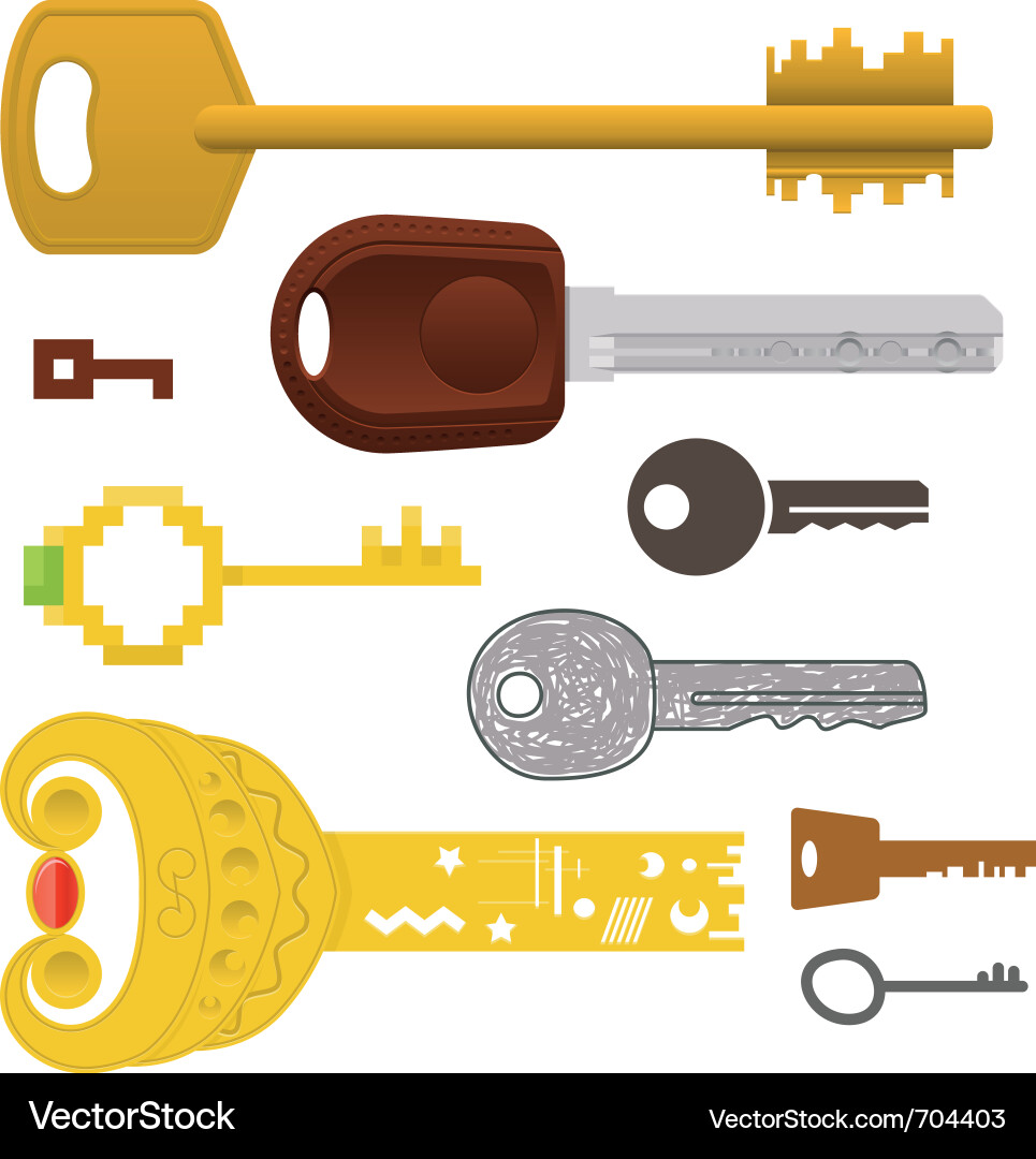 Set of different keys vector image