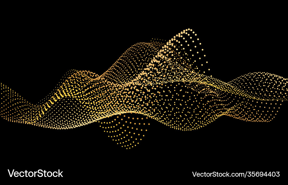 Sound wave from node gold interface big data flow Sound wave from node gold interface big data flow vector image