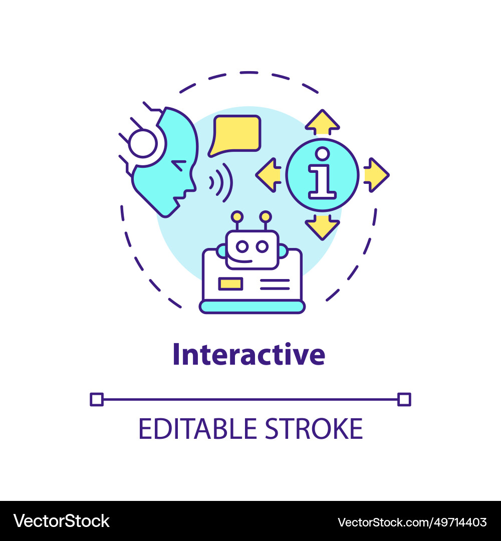 Thin line simple colorful interactive icon concept Thin line simple colorful interactive icon concept vector image