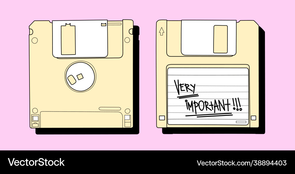 Two Floppy Disks with a Note vector image