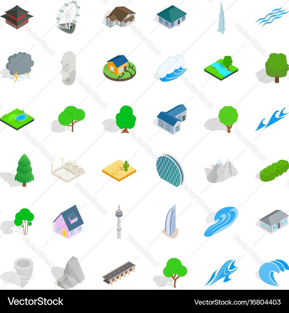 Water element icons set isometric style Vector Image