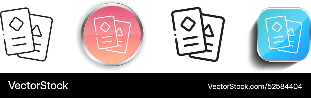 Card game icon thin linear regular and button vector image