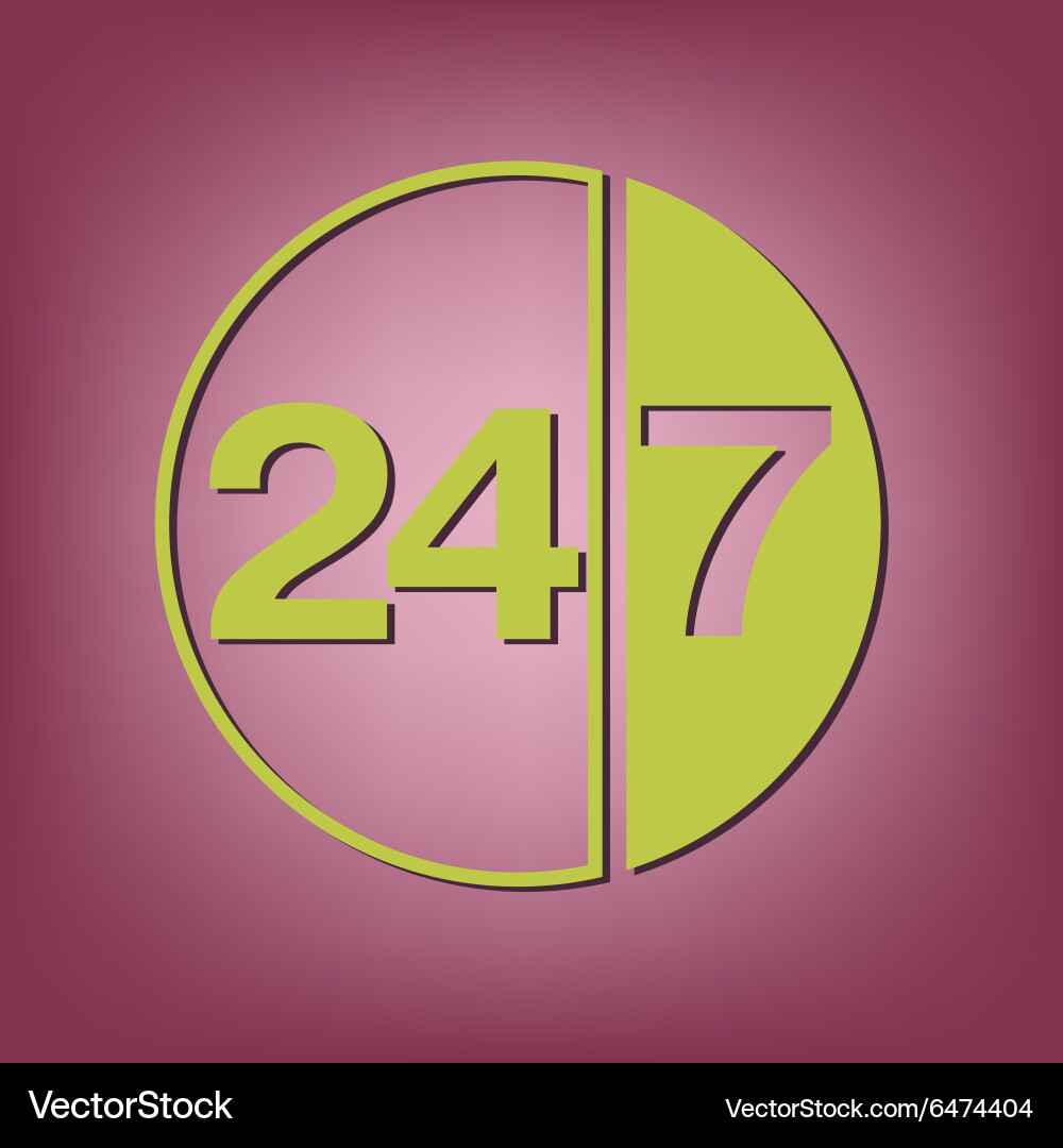 Character 24 7 open hours a day and days Vector Image