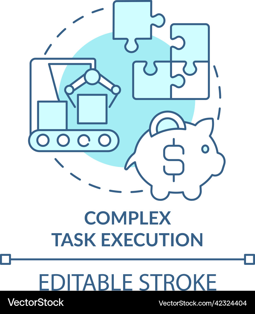 Complex task execution turquoise concept icon Complex task execution turquoise concept icon vector image
