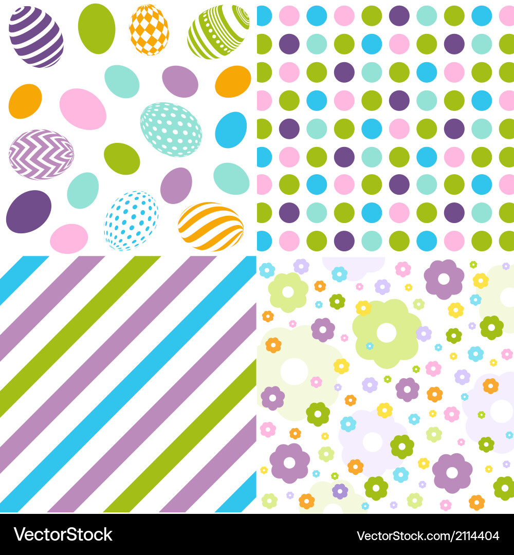 Easter Floral Pattern Set Vector Image